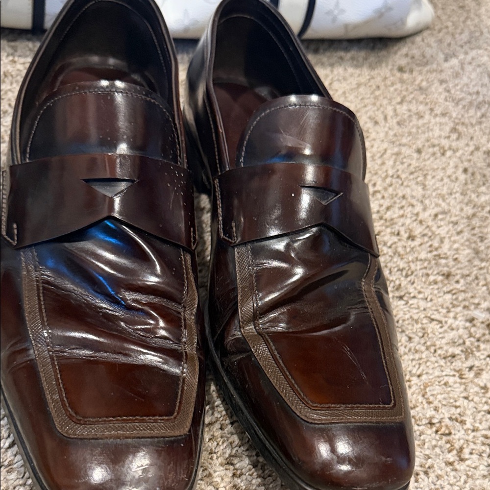 PRADA Men's Brown Leather Loafers